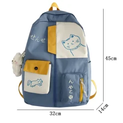 Kawaii Therapy Preppy Backpacks | Large Backpacks<Kawaii Japanese Cats Large Capacity Waterproof Backpack