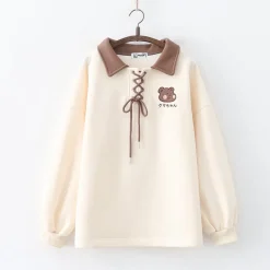 Kawaii Therapy Clothing<Kawaii Japanese Style Bear Collar Sweater – Limited Edition