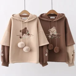 Kawaii Therapy Clothing<Kawaii Japanese Style Bear Embroidery Hoodie – Limited Edition
