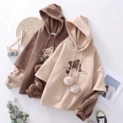 Kawaii Therapy Clothing<Kawaii Japanese Style Bear Embroidery Hoodie – Limited Edition