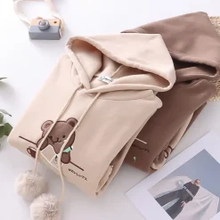 Kawaii Therapy Clothing<Kawaii Japanese Style Bear Embroidery Hoodie – Limited Edition