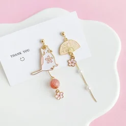 Kawaii Therapy Earrings<Kawaii Japanese Style Cat Fan Earrings – Special Edition