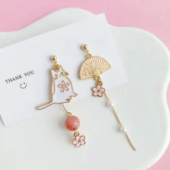 Kawaii Therapy Earrings<Kawaii Japanese Style Cat Fan Earrings – Special Edition