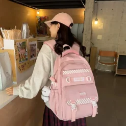 Kawaii Therapy School Backpacks | Preppy Backpacks<Kawaii Japanese Style College Chequered Pastel Backpack