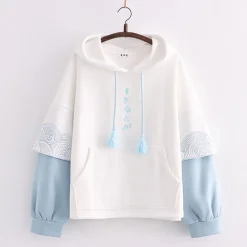 Kawaii Therapy Clothing<Kawaii Japanese Style Ocean Waves Hoodie – Limited Edition