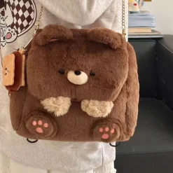 Kawaii Therapy Shoulder Bags | Japanese Style Backpacks<Kawaii Japanese Style Plush Bear Shoulder Bag