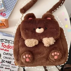 Kawaii Therapy Shoulder Bags | Japanese Style Backpacks<Kawaii Japanese Style Plush Bear Shoulder Bag