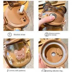 Kawaii Therapy Bottles<Kawaii Jumbo Bear Straw Bottle (1300ml) – Limited Edition