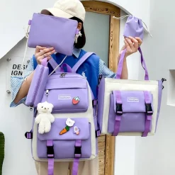 Kawaii Therapy School Backpacks | Korea Style Backpacks<Kawaii Korea Canvas Harajuku Backpack Set (5pcs)