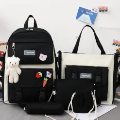 Kawaii Therapy School Backpacks | Korea Style Backpacks<Kawaii Korea Canvas Harajuku Backpack Set (5pcs)