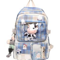 Kawaii Therapy Preppy Backpacks | Korea Style Backpacks<Kawaii Korea Style Canvas Plaid Backpack – Limited Edition