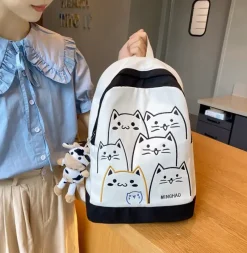 Kawaii Therapy Preppy Backpacks | Korea Style Backpacks<Kawaii Korea Style Cats Pastel Backpack – Limited Edition