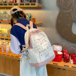 Kawaii Therapy Preppy Backpacks | Korea Style Backpacks<Kawaii Korea Style Cats Pastel Backpack – Limited Edition