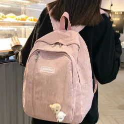 Kawaii Therapy School Backpacks | Preppy Backpacks<Kawaii Korea Style Corduroy College Zipper Backpack