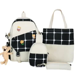 Kawaii Therapy Japanese Style Backpacks | College Backpacks<Kawaii Korea Style Harajuku Plaid Grid Backpack Set