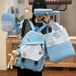 Kawaii Therapy Japanese Style Backpacks | College Backpacks<Kawaii Korea Style Harajuku Plaid Grid Backpack Set