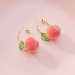 Kawaii Therapy Earrings<Kawaii Korean Style Peach Earrings – Limited Edition