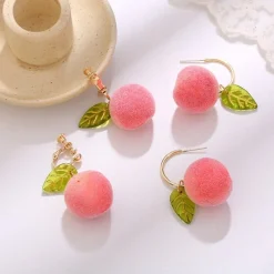 Kawaii Therapy Earrings<Kawaii Korean Style Peach Earrings – Limited Edition