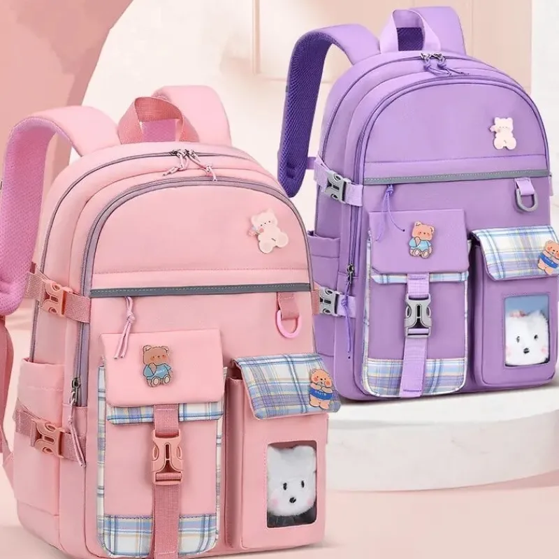 Kawaii Therapy School Backpacks | Preppy Backpacks<Kawaii Large Capacity Canvas Grid Backpack – Limited Edition