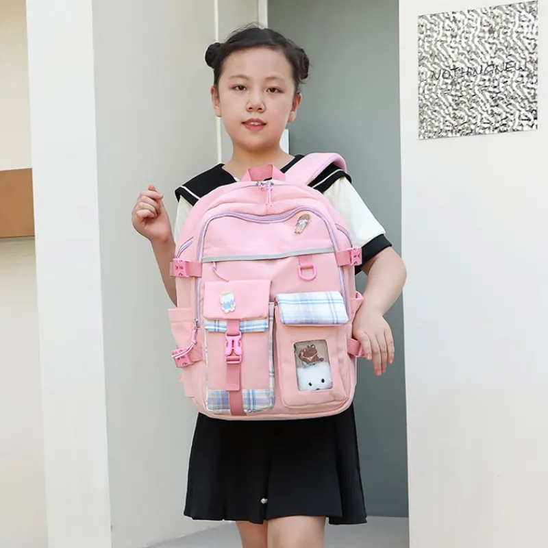 Kawaii Therapy School Backpacks | Preppy Backpacks<Kawaii Large Capacity Canvas Grid Backpack – Limited Edition