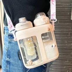 Kawaii Therapy Bottles<Kawaii Large Capacity Pastel Straw Bottle (1600ml)