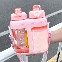 Kawaii Therapy Bottles<Kawaii Large Capacity Pastel Straw Bottle (1600ml)