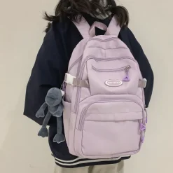 Kawaii Therapy Preppy Backpacks | Large Backpacks<Kawaii Multipocket Solid Pastel Korea Style Backpack
