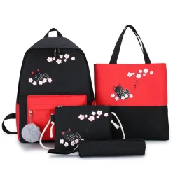 Kawaii Therapy College Backpacks | Backpack Sets<Kawaii Neko Sakura Cat Harajuku Backpack Set