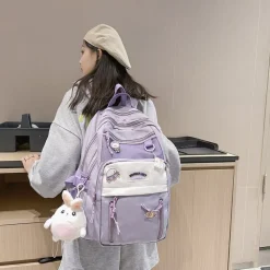 Kawaii Therapy School Backpacks | Preppy Backpacks<Kawaii Pastel Canvas Large Capacity Multipocket Backpack