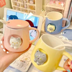 Kawaii Therapy Bottles<Kawaii Pastel Cat Ceramic Cup – Limited Edition