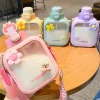 Kawaii Therapy Bottles<Kawaii Pastel Transparent Square Straw Bottle (700ml)