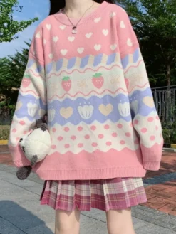 Kawaii Therapy Clothing<Kawaii Strawberry Harajuku Sweater – Limited Edition
