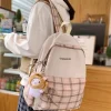 Kawaii Therapy School Backpacks | Preppy Backpacks<Kawaii Plaid Korea Style Canvas Backpack – Limited Edition