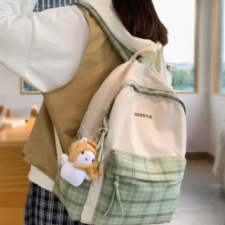 Kawaii Therapy School Backpacks | Preppy Backpacks<Kawaii Plaid Korea Style Canvas Backpack – Limited Edition