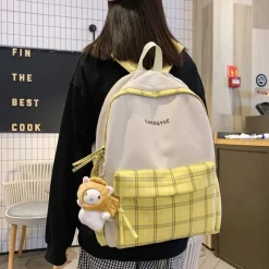 Kawaii Therapy School Backpacks | Preppy Backpacks<Kawaii Plaid Korea Style Canvas Backpack – Limited Edition