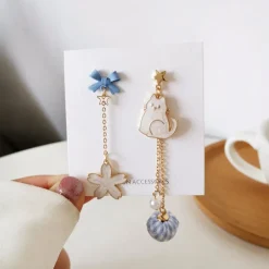 Kawaii Therapy Earrings<Kawaii Sakura Cat Flower Earrings – Limited Edition