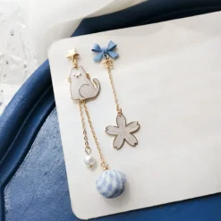 Kawaii Therapy Earrings<Kawaii Sakura Cat Flower Earrings – Limited Edition