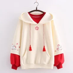 Kawaii Therapy Clothing<Kawaii Sakura Petal Bunny Hoodie – Limited Edition