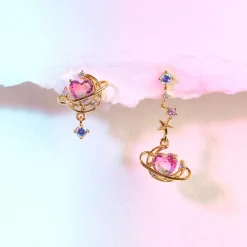Kawaii Therapy Earrings<Kawaii Sparkling Heart Moon Earrings – Limited Edition