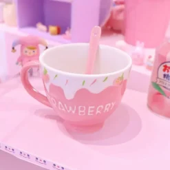 Kawaii Therapy Bottles<Kawaii Strawberry Ceramic Cup (400ml) – Limited Edition