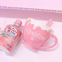 Kawaii Therapy Bottles<Kawaii Strawberry Ceramic Cup (400ml) – Limited Edition