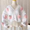 Kawaii Therapy Clothing<Kawaii Strawberry Knitted Cardigan Sweater – Limited Edition