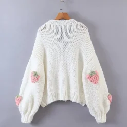 Kawaii Therapy Clothing<Kawaii Strawberry Knitted Cardigan Sweater – Limited Edition
