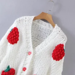 Kawaii Therapy Clothing<Kawaii Strawberry Knitted Cardigan Sweater – Limited Edition