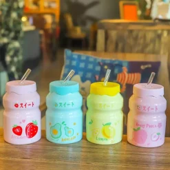 Kawaii Therapy Bottles<Kawaii Strawberry Peach Fruit Ceramic Cup