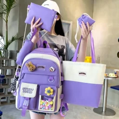 Kawaii Therapy Preppy Backpacks | Japanese Style Backpacks<Kawaii Study Harajuku Backpack Set (5pcs) – Limited Edition