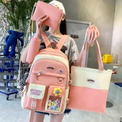 Kawaii Therapy Preppy Backpacks | Japanese Style Backpacks<Kawaii Study Harajuku Backpack Set (5pcs) – Limited Edition