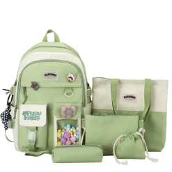 Kawaii Therapy Preppy Backpacks | Japanese Style Backpacks<Kawaii Study Harajuku Backpack Set (5pcs) – Limited Edition