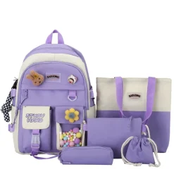 Kawaii Therapy Preppy Backpacks | Japanese Style Backpacks<Kawaii Study Harajuku Backpack Set (5pcs) – Limited Edition