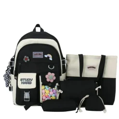 Kawaii Therapy Preppy Backpacks | Japanese Style Backpacks<Kawaii Study Harajuku Backpack Set (5pcs) – Limited Edition